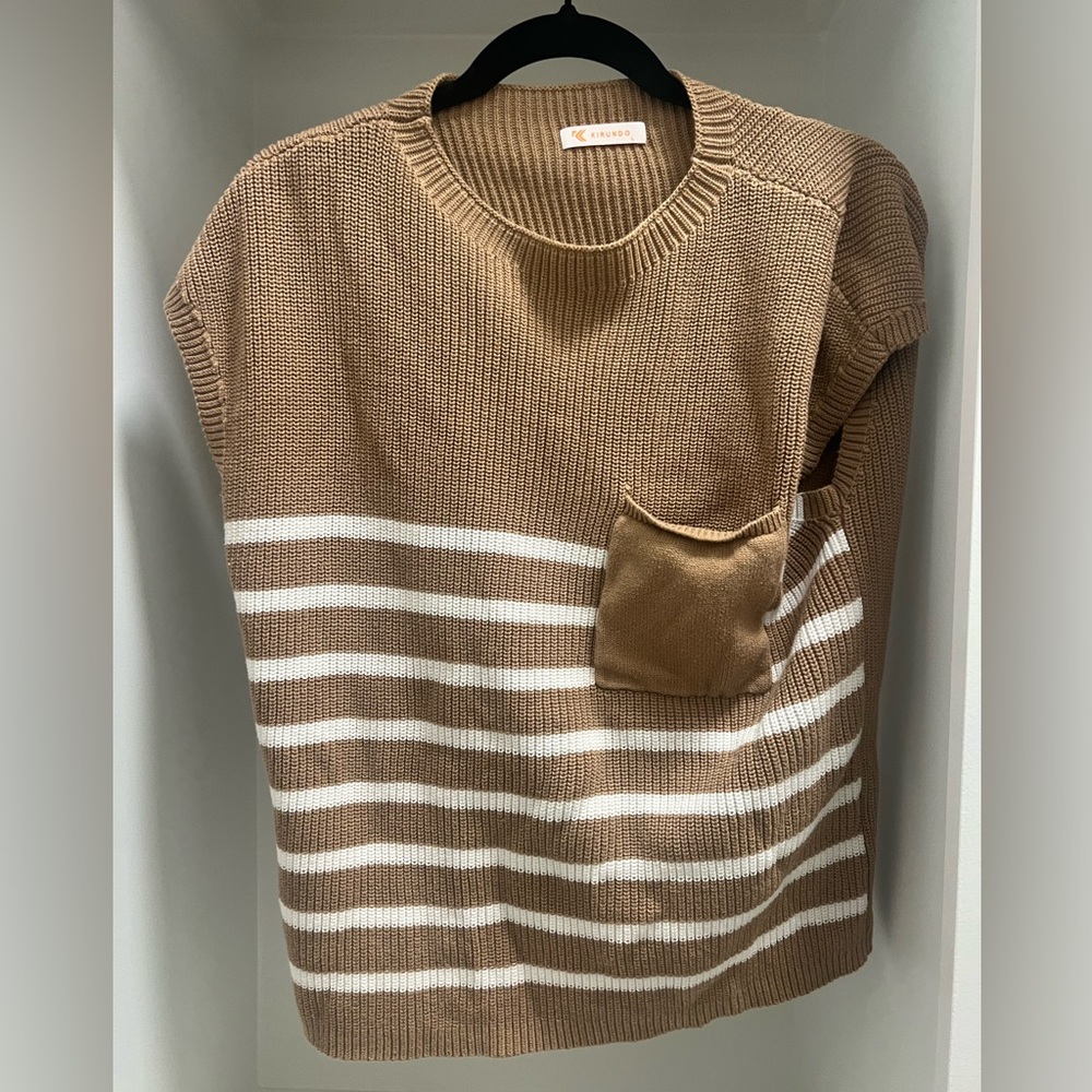 Brown and White Striped Sweater